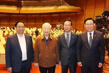 [Ảnh] Tổng Bí thư Nguyễn Phú Trọng đến dự phiên thảo luận của Quốc hội