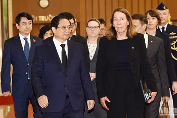 [Ảnh] Thủ tướng tiếp Chủ tịch Thượng viện Australia đến dự lễ tang Tổng Bí thư Nguyễn Phú Trọng
