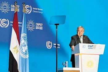 Tổng Thư ký Liên hợp quốc phát biểu tại COP27. (Ảnh LIÊN HỢP QUỐC) 