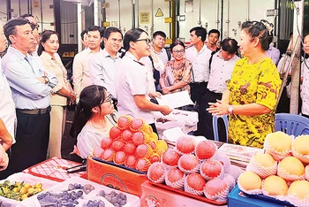 Ðoàn giám sát Ban Văn hóa-Xã hội, HÐND Thành phố Hồ Chí Minh giám sát vệ sinh an toàn thực phẩm tại chợ nông sản (thành phố Thủ Ðức) đêm 16/8/2024. 