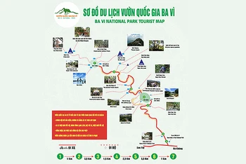 Sơ đồ du lịch Vườn quốc gia Ba Vì, nơi sẽ diễn ra Giải leo núi Ba Vì mở rộng năm 2024.