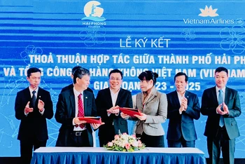 Lễ ký kết thỏa thuận hợp tác giữa Sở Du lịch Hải Phòng với Tổng Công ty Hàng không Việt Nam giai đoạn 2023-2025.