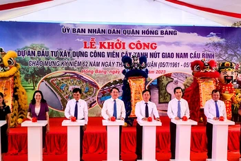 Nhấn nút khởi công dự án công viên cây xanh nút giao Nam cầu Bính (Hải Phòng).