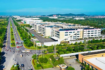 Một góc Khu công nghiệp, đô thị và dịch vụ Vsip trên địa bàn huyện Thủy Nguyên.