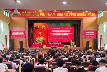 Quang cảnh hội thảo “Xây dựng, phát triển kinh tế gắn với phát triển văn hóa theo lời dạy của Chủ tịch Hồ Chí Minh”.