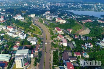 Quang cảnh Thành phố Gia Nghĩa, tỉnh Đắk Nông nhìn từ trên cao.