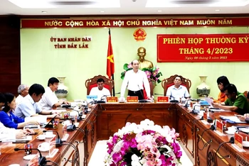 Chủ tịch Ủy ban nhân dân tỉnh Đắk Lắk Phạm Ngọc Nghị phát biểu chỉ đạo tại phiên họp.