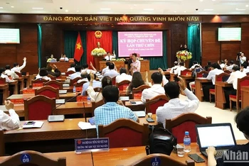Các đại biểu biểu quyết thông qua các Nghị quyết của kỳ họp.