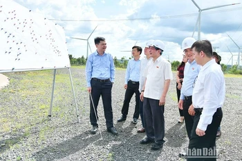 Đoàn giám sát của Ủy ban Thường vụ Quốc hội kiểm tra thực tế tại Dự án Nhà máy điện gió Ea Nam Đắk Lắk.