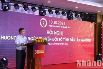 Phó Chủ tịch Thường trực Ủy ban nhân dân tỉnh Đắk Lắk Nguyễn Tuấn Hà phát biểu tại hội nghị.