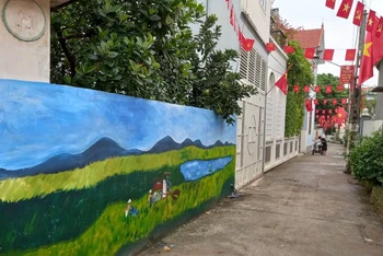 Đường làng, ngõ xóm ở Tản Hồng được cải tạo, trang trí xanh, sạch, đẹp.