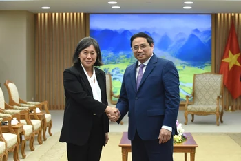 Thủ tướng Phạm Minh Chính đón bà Katherine Tai, Đại diện Thương mại Hoa Kỳ (USTR).