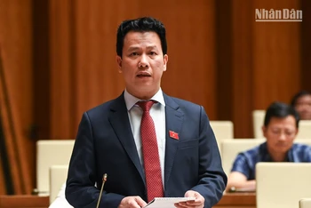 Bộ trưởng Tài nguyên và Môi trường Đặng Quốc Khánh trả lời chất vấn của đại biểu Quốc hội. (Ảnh: DUY LINH)