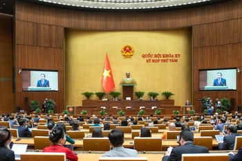 Chủ tịch Quốc hội Trần Thanh Mẫn phát biểu bế mạc Kỳ họp thứ 8, Quốc hội khóa XV. (Ảnh minh họa)