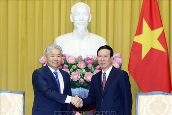 Chủ tịch nước Võ Văn Thưởng tiếp ông Jadamba Enkhbayar, Thư ký Hội đồng An ninh quốc gia Mông Cổ.