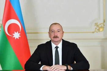 Tổng thống Cộng hoà Azerbaijan Ilham Aliev trả lời phỏng vấn của PV TTXVN. (Ảnh: TTXVN phát)