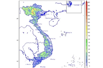Bản đồ dự báo lượng mưa tích lũy 24 giờ tới.