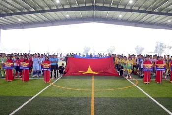 Nghi thức khai mạc Giải vô địch bóng đá công nhân toàn quốc 2023.