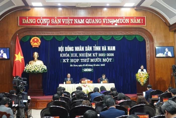 Toàn cảnh Kỳ họp thứ 11, Hội đồng nhân dân tỉnh Hà Nam khóa 19.