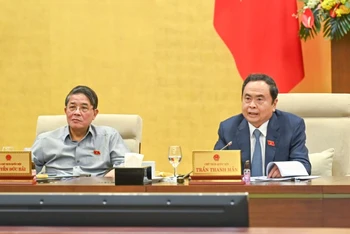 Chủ tịch Quốc hội Trần Thanh Mẫn phát biểu ý kiến tại phiên họp. (Ảnh: DUY LINH)
