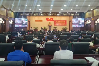 Quang cảnh Hội nghị tại điểm cầu chính.
