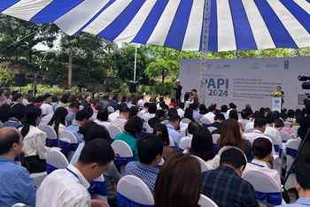 Toàn cảnh Lễ công bố Chỉ số Hiệu quả quản trị và hành chính công cấp tỉnh Việt Nam (PAPI) năm 2024.