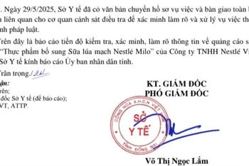 Văn bản của Sở Y tế tỉnh Đồng Nai đề nghị chuyển vụ việc sang Cơ quan Cảnh sát điều tra tiếp tục xác minh làm rõ.