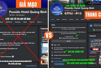 Trang fanpage của một cơ sở lưu trú ở Quảng Bình bị kẻ xấu mạo danh để lừa đảo khách hàng. (Ảnh: CTV)