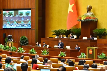 Quang cảnh ngày làm việc thứ 9, Kỳ họp thứ 7, Quốc hội khóa XV. (Ảnh: THỦY NGUYÊN)