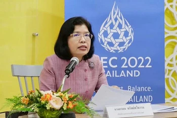 Cục trưởng Cục Đàm phán thương mại Thái Lan Auramon Supthaweethum. (Ảnh: NNT)
