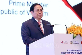 Thủ tướng Phạm Minh Chính phát biểu tại Hội nghị Thượng đỉnh Kinh doanh và Đầu tư ASEAN 2022. (Ảnh: Dương Giang/TTXVN)