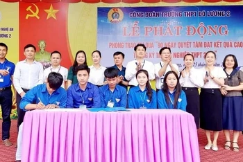 Phát động phong trào thi đua "90 ngày quyết tâm đạt kết quả cao trong kỳ thi tốt nghiệp THPT năm 2024" tại Trường THPT Đô Lương 2.