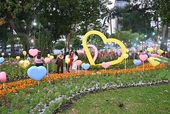 Du khách tham quan Hội hoa xuân Tao Đàn 2024.