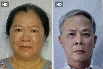 Các bị can: Phan Quang Tống (nguyên Tổng giám đốc Công ty TNHH HDTC) và Lý Kim Vân (nguyên Kế Toán trưởng Công ty TNHH HDTC).