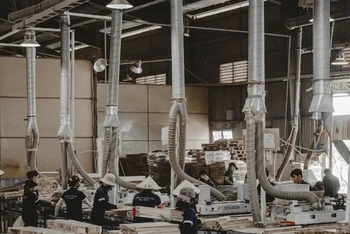 Sản xuất hàng xuất khẩu tại Công ty Xuất nhập khẩu Thiên Lộc. (Ảnh BẢO VÂN)