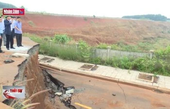 Nước ngầm gây sụt trượt tại Khu công nghiệp Nhân Cơ