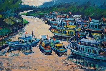 Bến sông. (Ảnh: Nguyên Art Gallery)