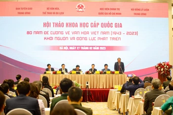 Bộ trưởng Văn hóa, Thể thao và Du lịch Nguyễn Văn Hùng tại Hội thảo. (Ảnh: NAM NGUYỄN)