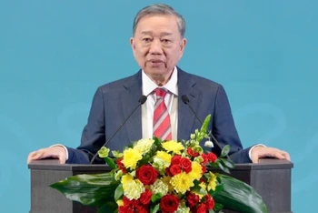 Tổng Bí thư Tô Lâm phát biểu Chính sách tại Học viện Hành chính Công và Kinh tế quốc dân trực thuộc Tổng thống LB Nga. (Ảnh: TTXVN)