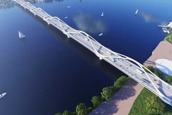 Dự án cầu Trần Hưng Đạo là một trong những nhiệm vụ được thành phố Hà Nội đưa vào "làn xanh" để ưu tiên giải quyết nhanh. (Trong ảnh: Phối cảnh cầu Trần Hưng Đạo)