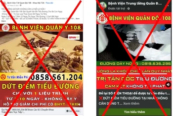 Các trang giả mạo Bệnh viện Trung ương Quân đội 108.