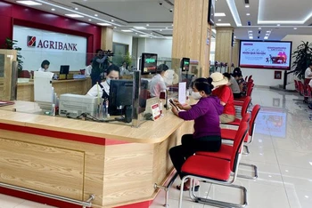 Khách hàng giao dịch tại Ngân hàng Agribank.