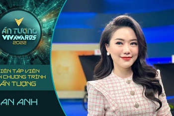 Biên tập viên Lan Anh là một trong những gương mặt được đề cử ở hạng mục "Biên tập viên dẫn chương trình ấn tượng". (Ảnh: VTV)