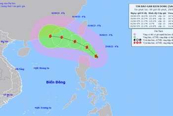 Vị trí và hướng di chuyển của bão Saola. (Nguồn: nchmf.gov.vn)