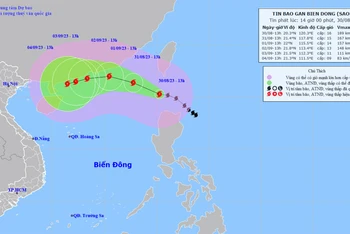 Vị trí và hướng di chuyển của bão Saola. (Nguồn: nchmf.gov.vn)