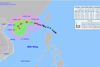 Vị trí và hướng di chuyển của bão số 3. (Nguồn: nchmf.gov.vn)