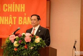 Thủ tướng Phạm Minh Chính phát biểu ý kiến tại buổi gặp gỡ bà con cộng đồng người Việt Nam ở Nhật Bản.