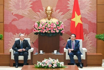Phó Chủ tịch Thường trực Quốc hội Trần Thanh Mẫn tiếp Chủ tịch Nhóm Nghị sĩ hữu nghị Rumani-Việt Nam, Eugen Neata.