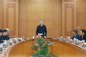 Tổng Bí thư Tô Lâm chủ trì họp Thường trực các Tiểu ban chuẩn bị Đại hội XIV của Đảng. (Ảnh: TTXVN) 