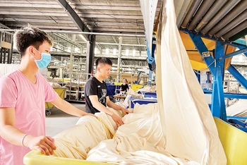Sản xuất tại Công ty TNHH Công nghiệp Ramatex Nam Định trong Khu công nghiệp Bảo Minh, huyện Vụ Bản.